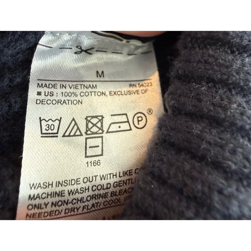 Banana Republic Mens Navy Ribbed Cotton Sweater Shoulder Patches military
